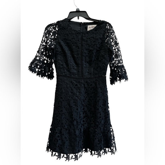 BB Dakota Black Lace Cocktail Dress Whimsygoth Fit & Flare Small - Picture 2 of 7